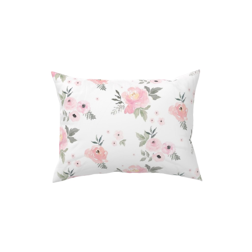 Sweet Blush Roses - Pink Pillow, Woven, White, 12x16, Double Sided, Pink