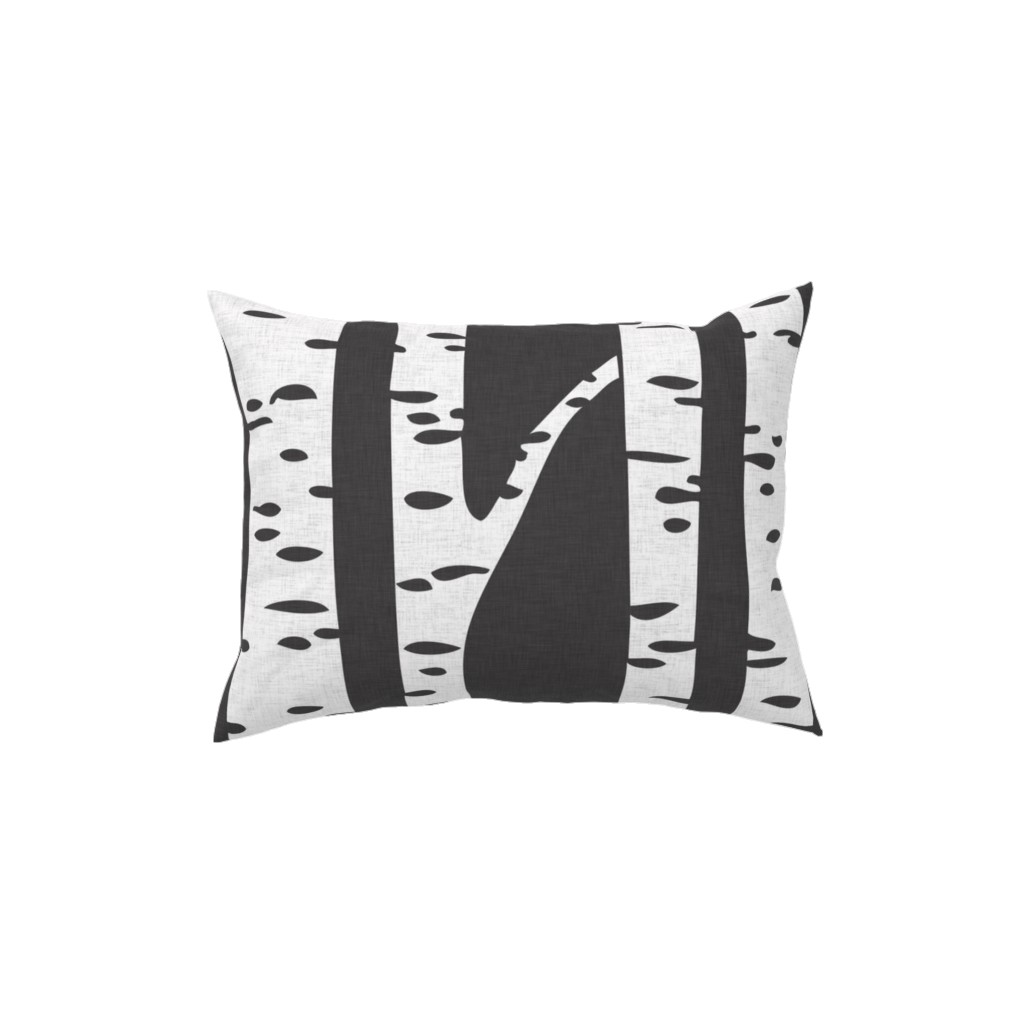 Birch - Black Pillow, Woven, White, 12x16, Double Sided, Gray