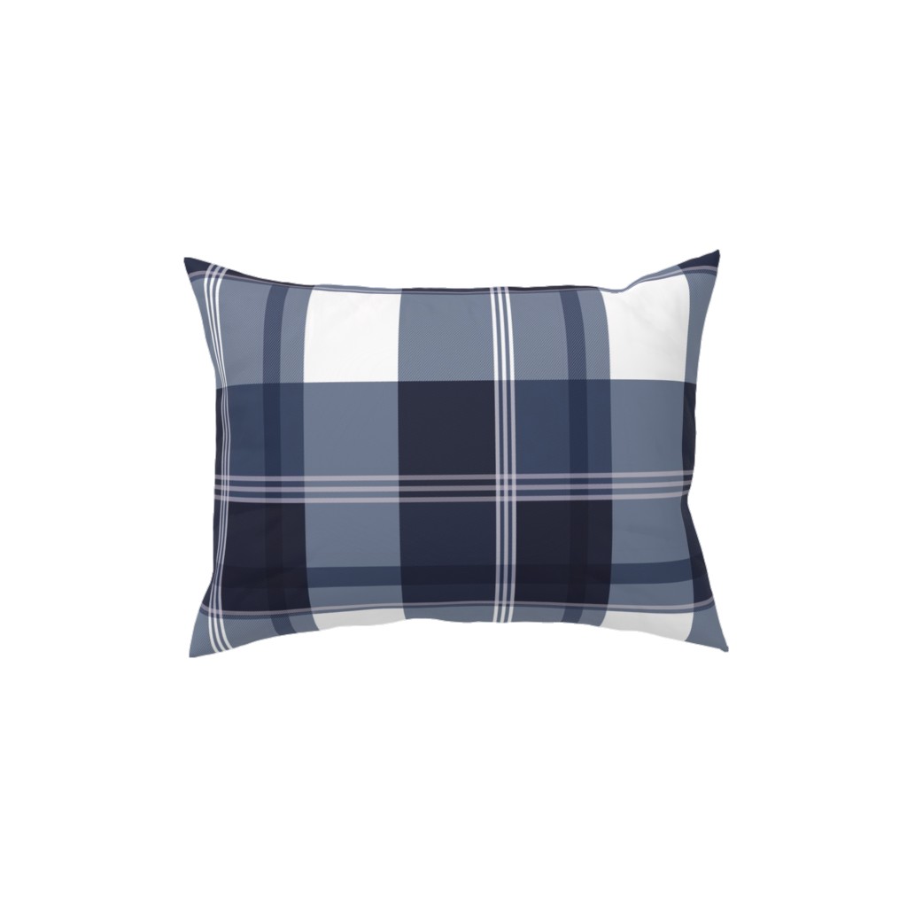 Navy Blue Plaid Pillow, Woven, White, 12x16, Double Sided, Blue, True Blue