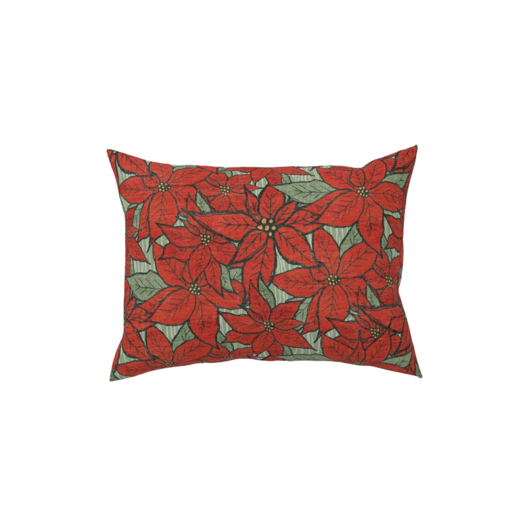 Wild Poinsettias Pillow, Woven, White, 12x16, Double Sided, Red