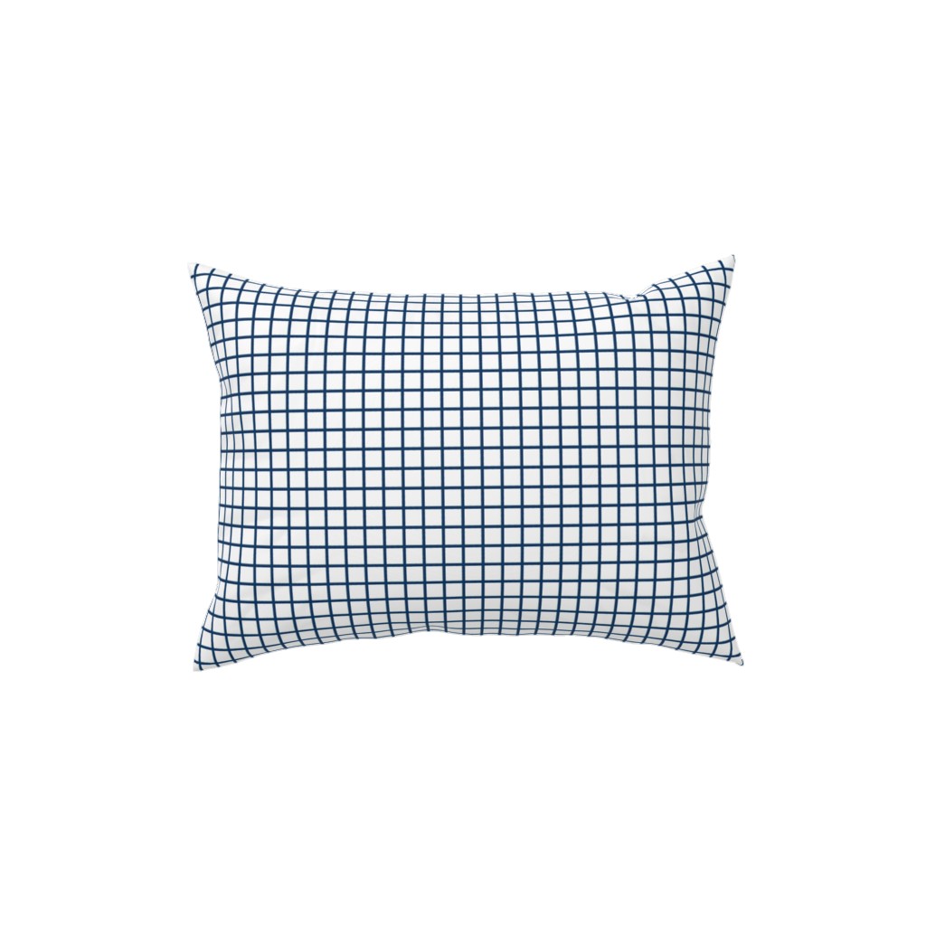 Grid - Navy and White Pillow, Woven, White, 12x16, Double Sided, Blue
