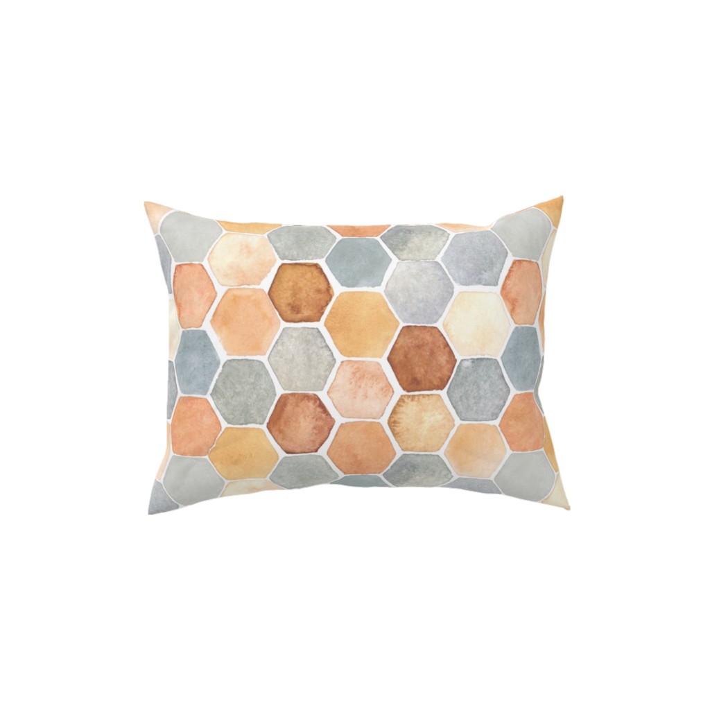 Hexagon - Warm Pillow, Woven, White, 12x16, Double Sided, Multicolor