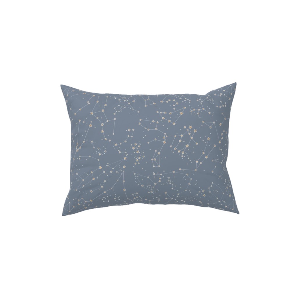 Constellations - Grey With Gold Stars Pillow, Woven, White, 12x16, Double Sided, Gray