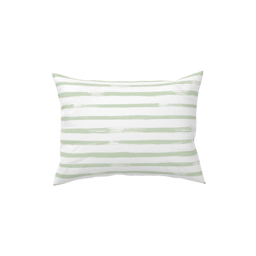 Sage and White Stripes Pillow, Woven, White, 12x16, Double Sided, Green