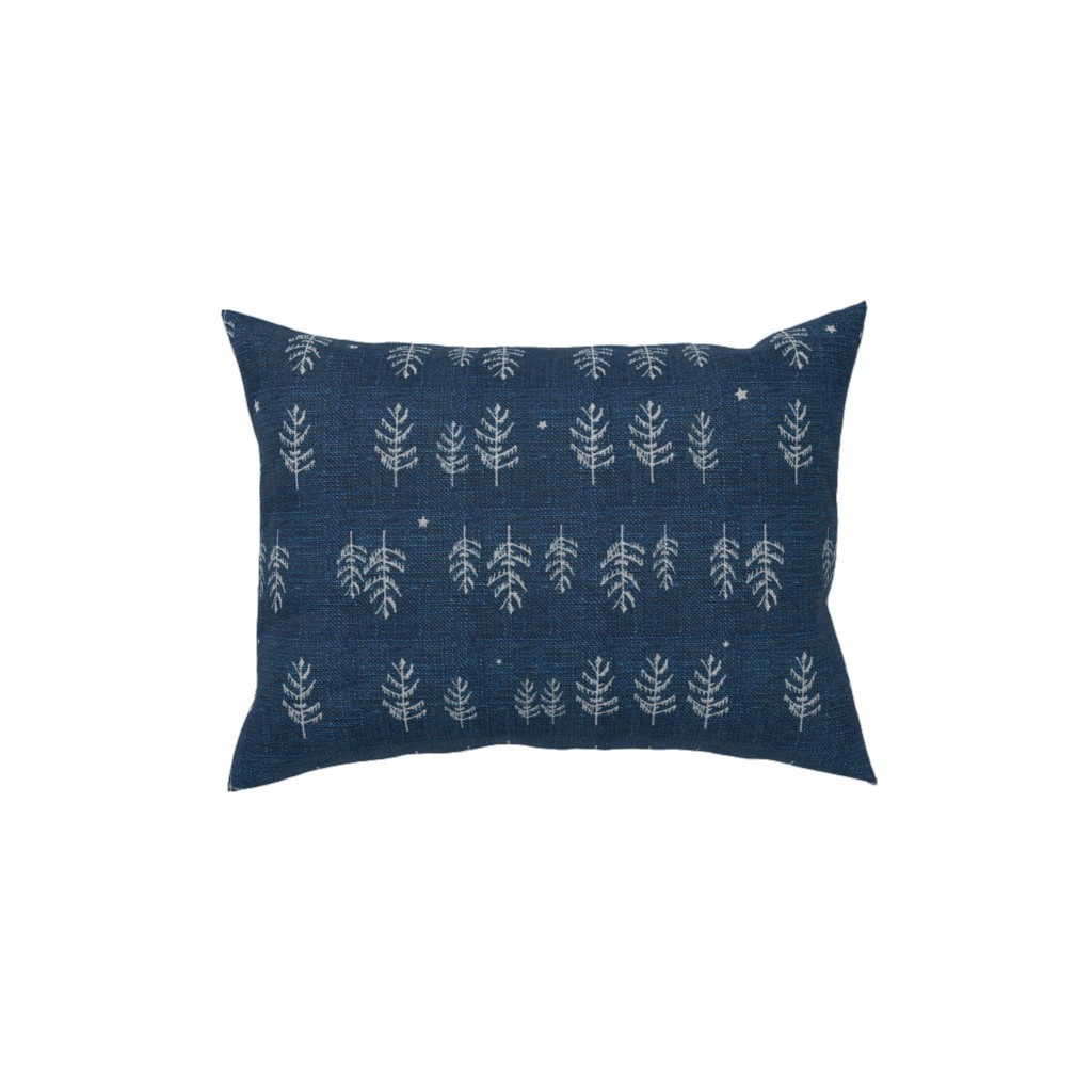 Arctic Night Forest - Navy Pillow, Woven, White, 12x16, Double Sided, Blue