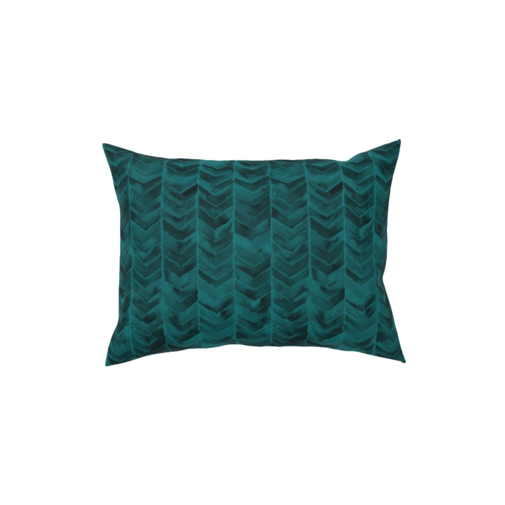 Watercolor Chevron Pillow, Woven, White, 12x16, Double Sided, Green, Seaweed