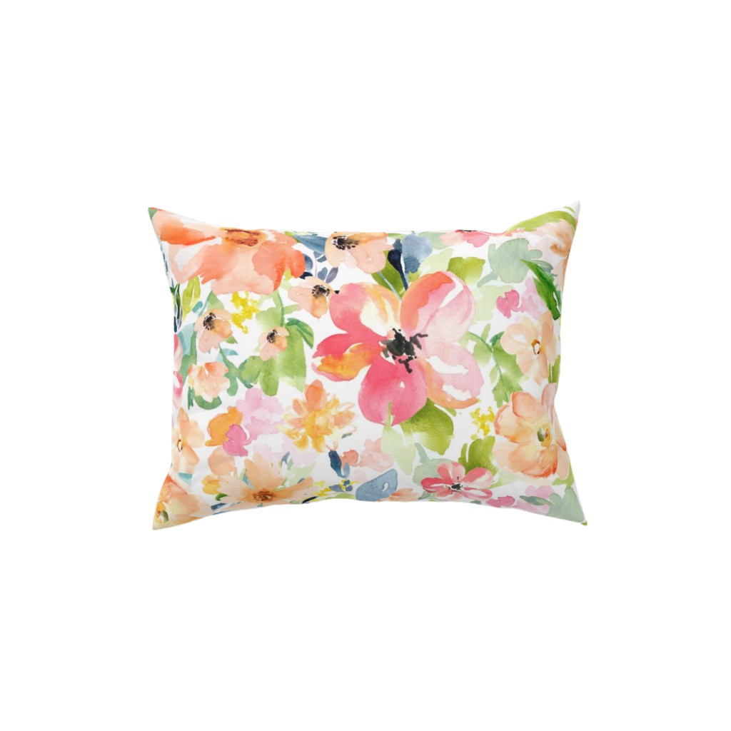 Floral Love Print Pillow, Woven, White, 12x16, Double Sided, Multicolor