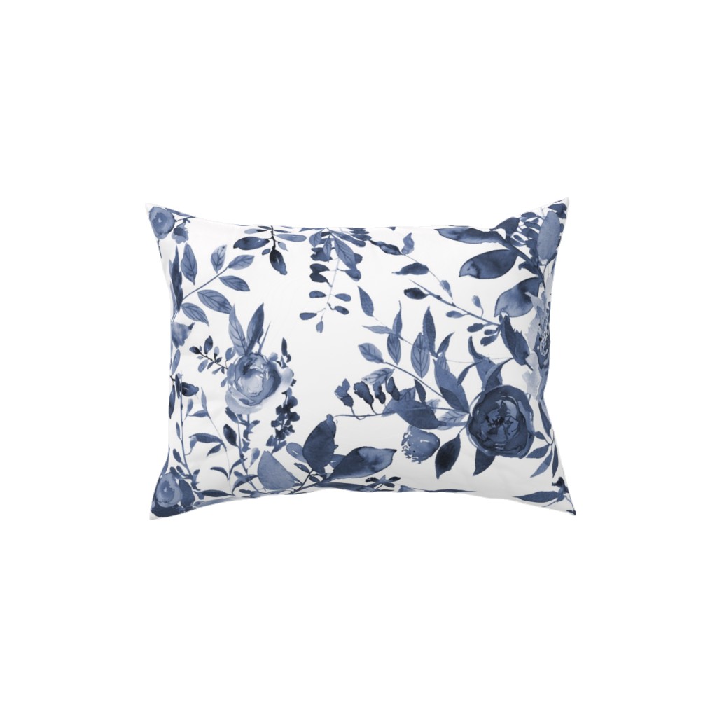 Blue and White Florals - Indigo Pillow, Woven, White, 12x16, Double Sided, Blue