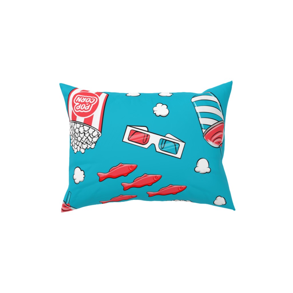 Movie Time - Blue Pillow, Woven, White, 12x16, Double Sided, Blue