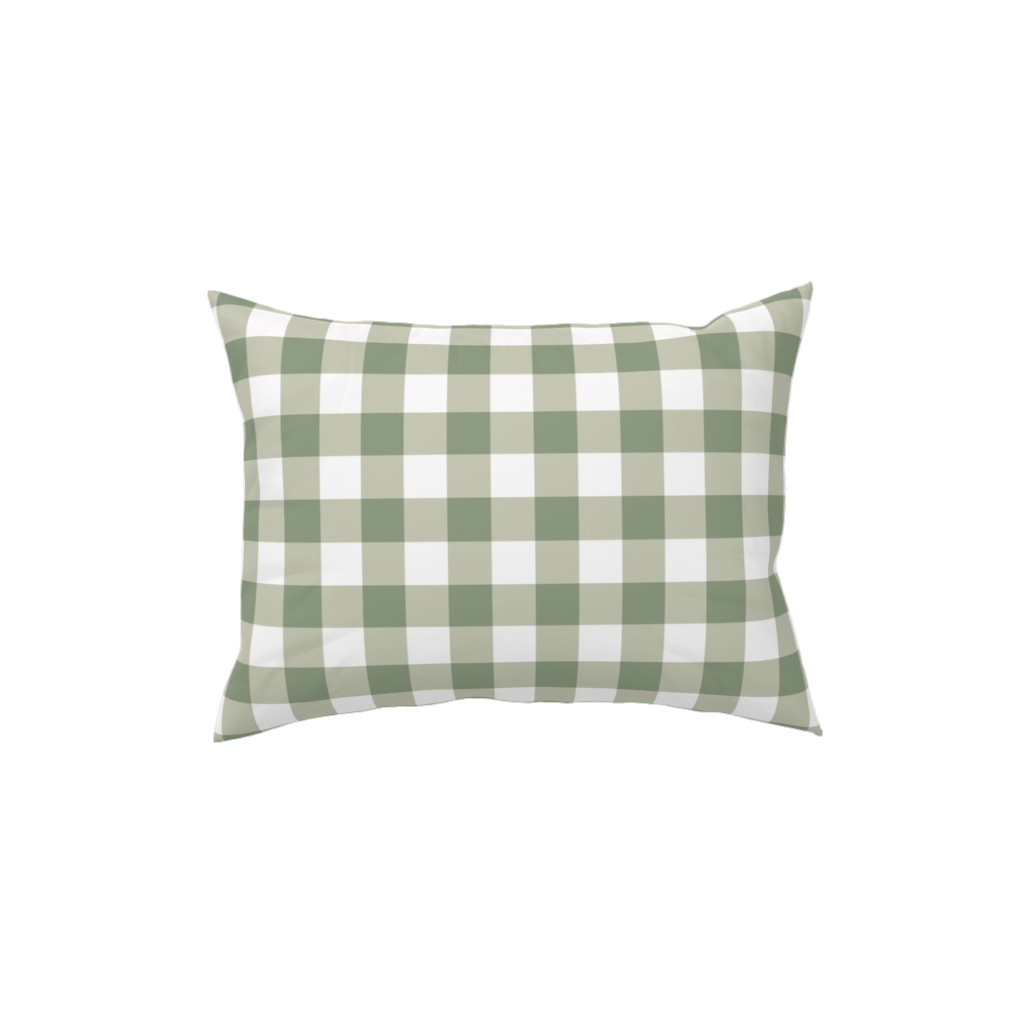 Plaid - Green Pillow, Woven, White, 12x16, Double Sided, Green