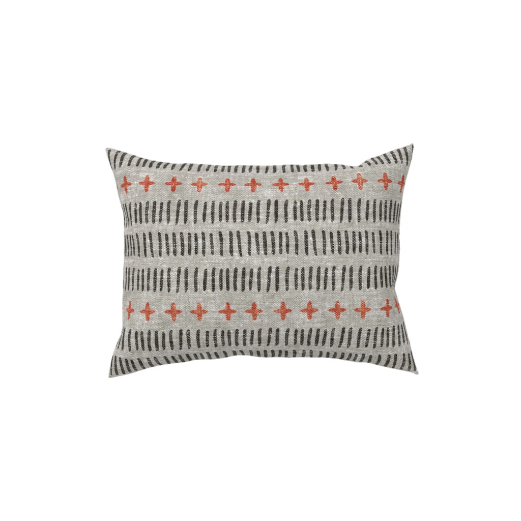 Modern Farmhouse Dash - Multi on Beige Pillow, Woven, White, 12x16, Double Sided, Gray