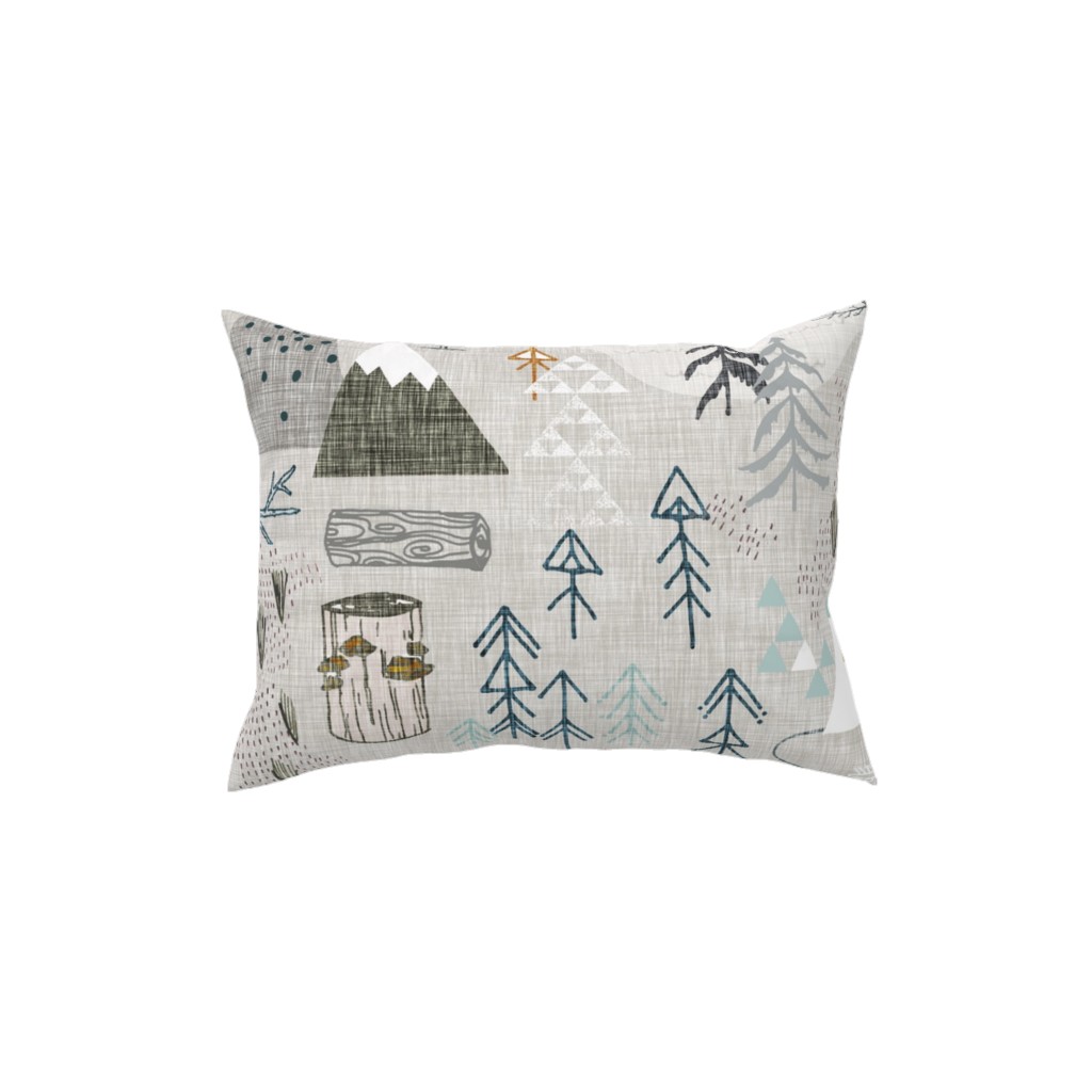 Max's Map - Gray Pillow, Woven, White, 12x16, Double Sided, Gray, Gray