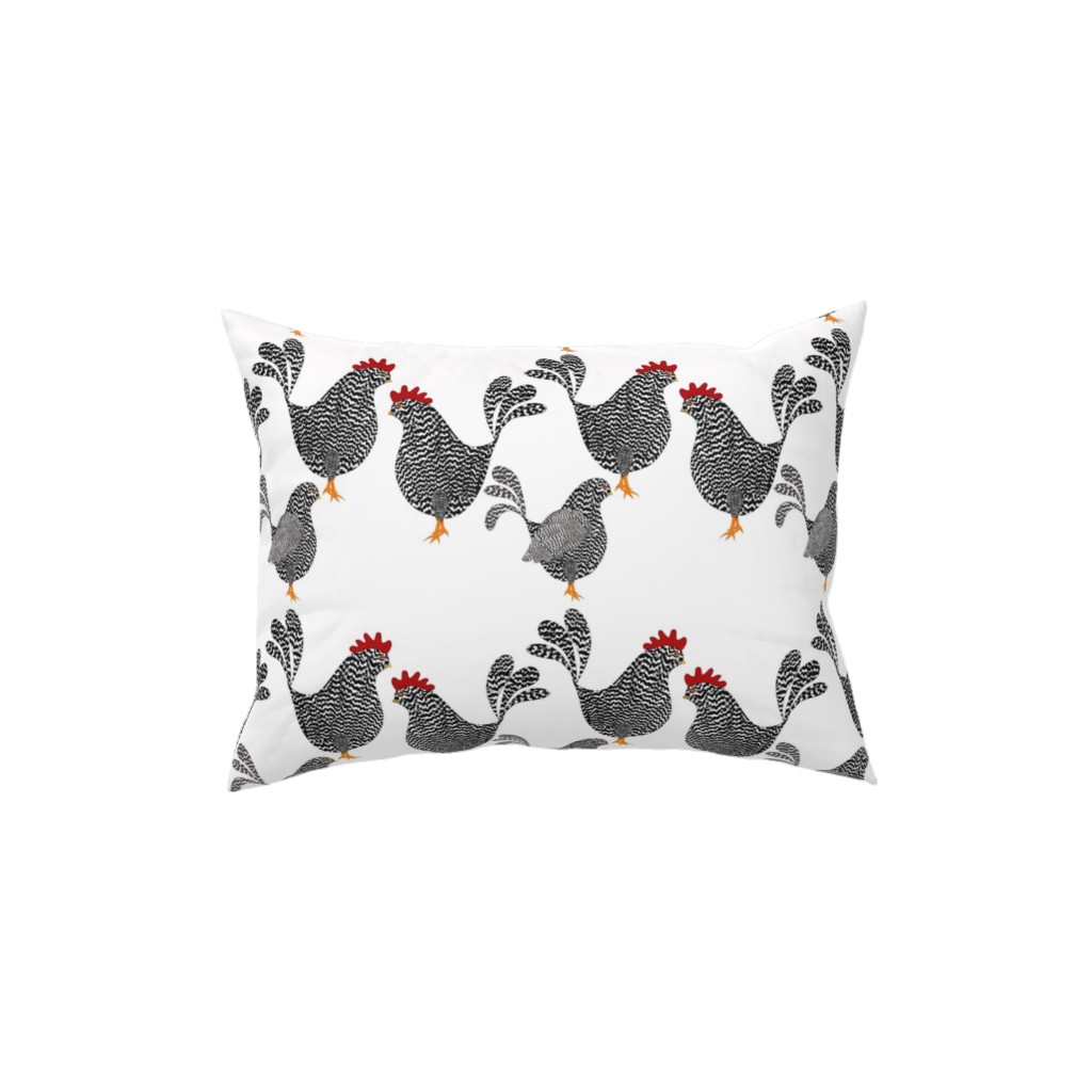 Chick Chick Chickens - Black and White Pillow, Woven, White, 12x16, Double Sided, White, White