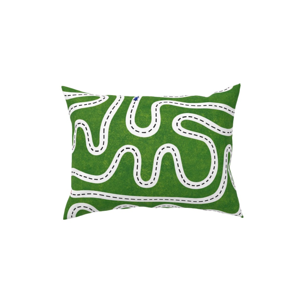 Speed Racers Pillow, Woven, White, 12x16, Double Sided, Green, Dark Clover