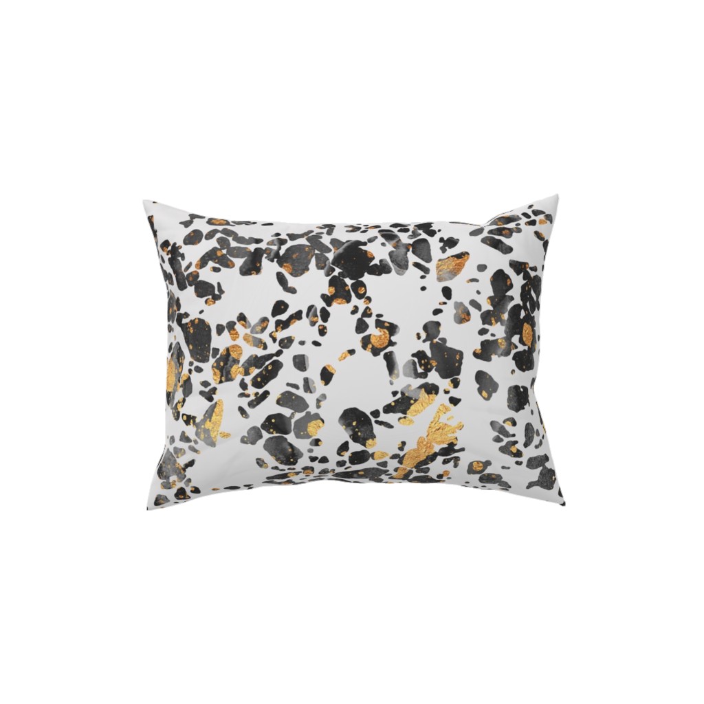 Gold Speckled Terrazzo Pillow, Woven, White, 12x16, Double Sided, Black