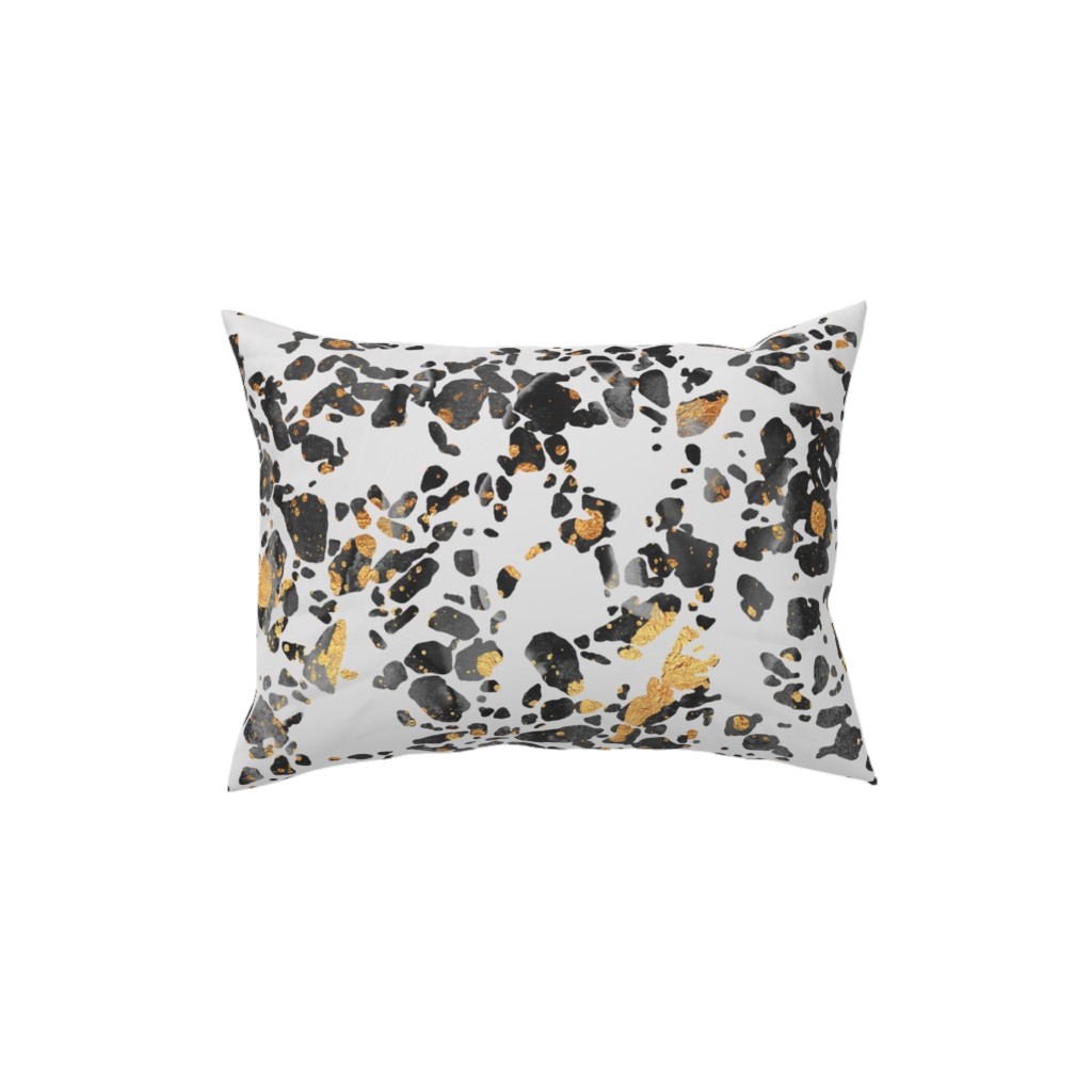 Gold Speckled Terrazzo Pillow, Woven, White, 12x16, Double Sided, Black, Black