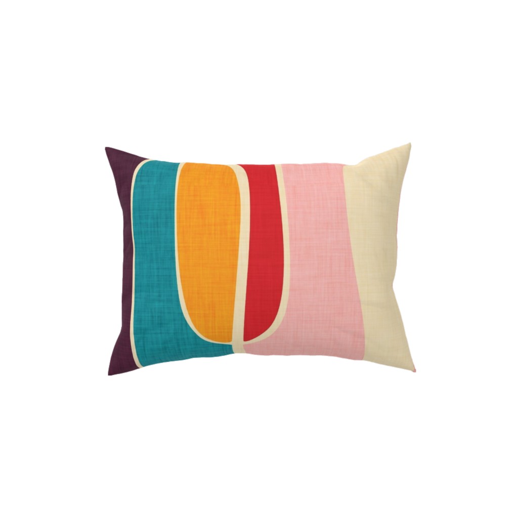 Mid Century Mod Retro Waves - Multi Pillow, Woven, White, 12x16, Double Sided, Multicolor