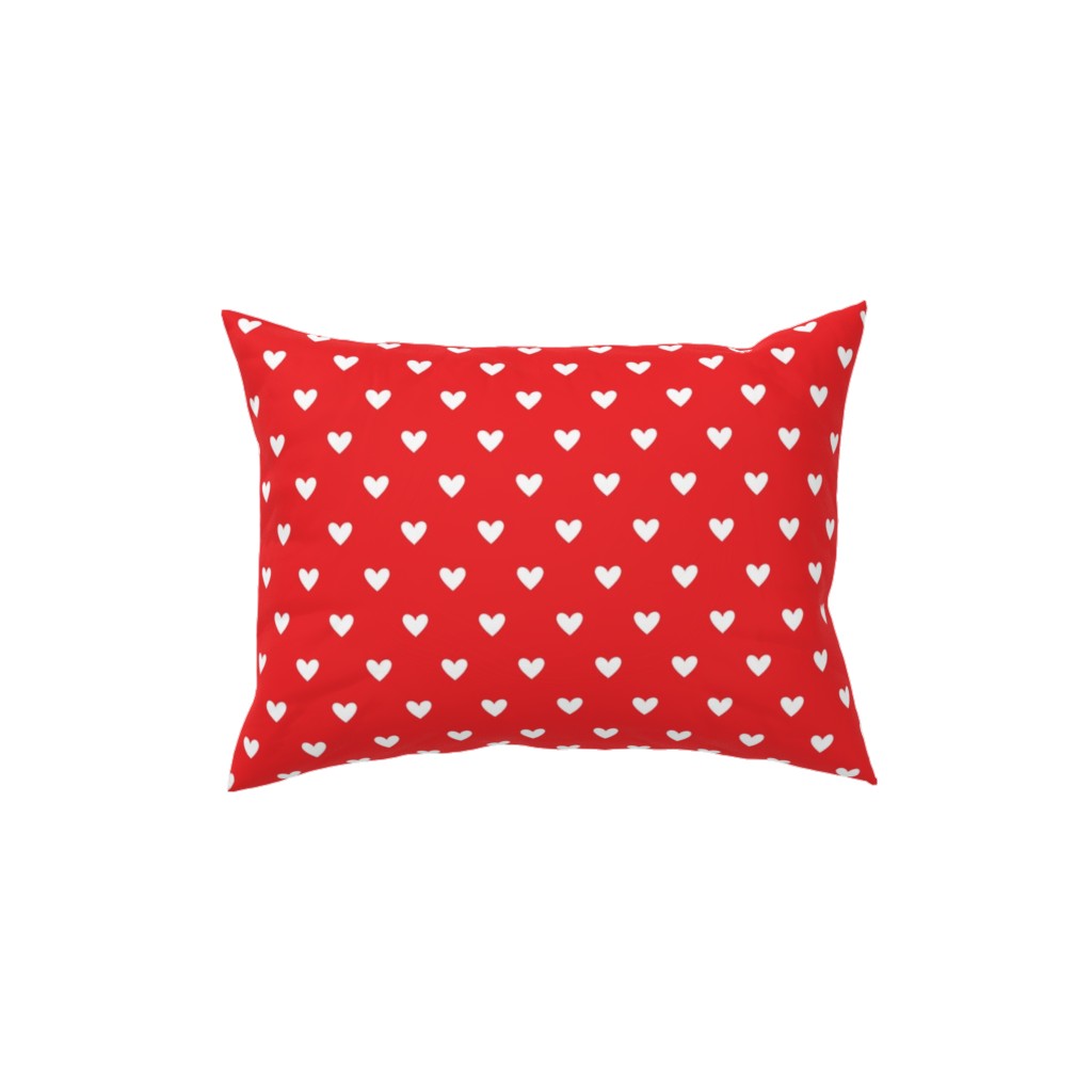 Love Hearts - Red Pillow, Woven, White, 12x16, Double Sided, Red