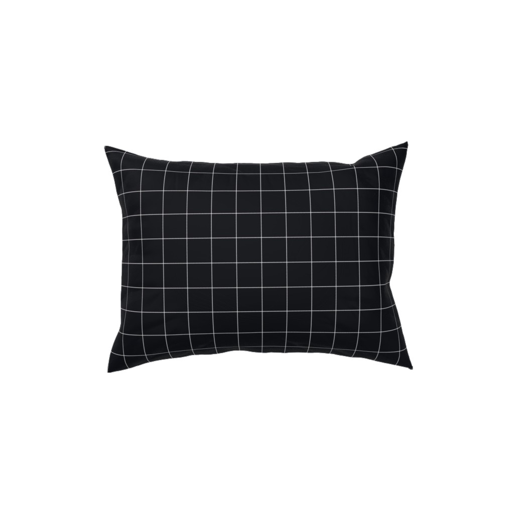 Grid - Black Ad White Pillow, Woven, White, 12x16, Double Sided, Black