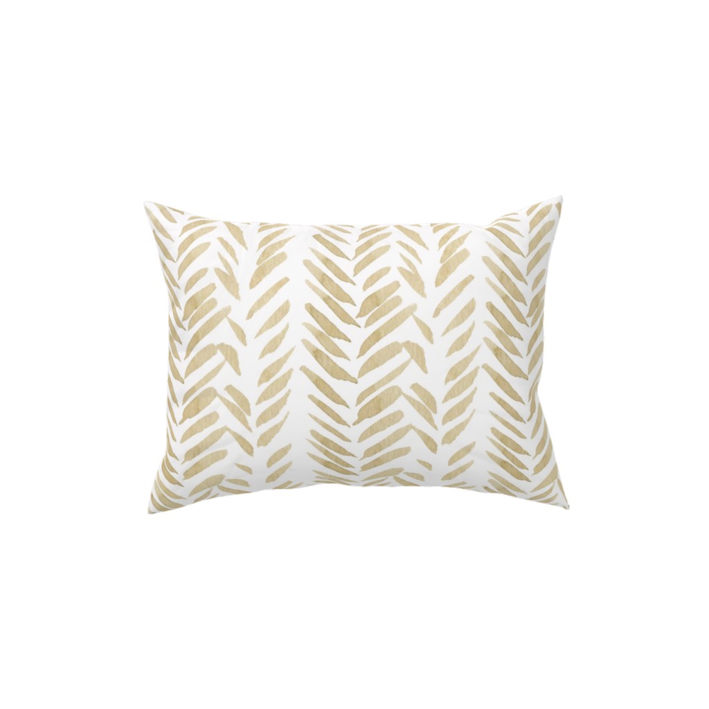 Leaf - Gold Pillow, Woven, White, 12x16, Double Sided, Yellow