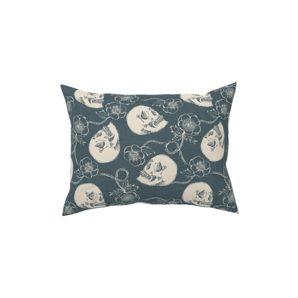 Skulls and Anemones - Grey Pillow, Woven, White, 12x16, Double Sided, Gray, Gray