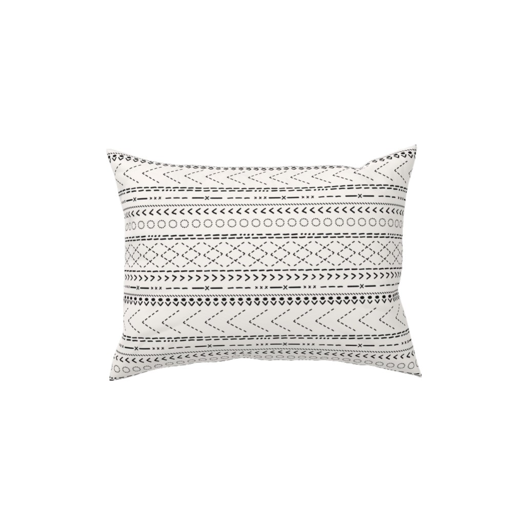 Minimal Mudcloth Bohemian - Light Pillow, Woven, White, 12x16, Double Sided, Beige, Pearl
