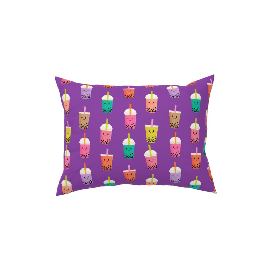 Boba Tea Pillow, Woven, White, 12x16, Double Sided, Purple, Lupin
