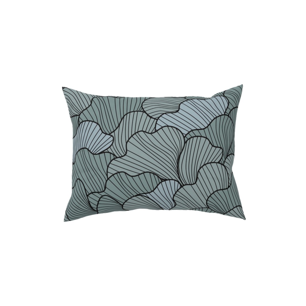 Layered Ginko Leaves Pillow, Woven, White, 12x16, Double Sided, Green, Classic Green
