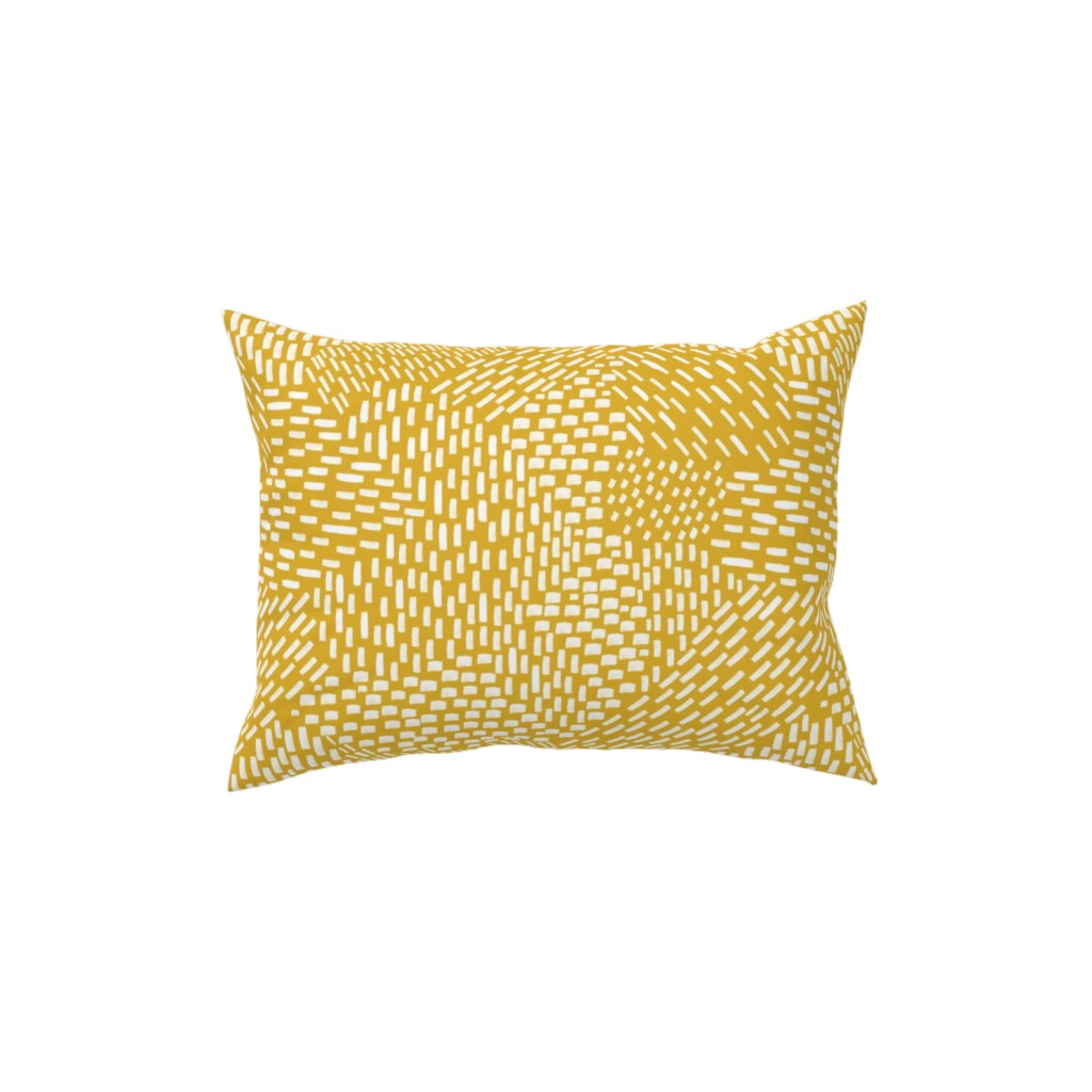 Abstract Brushstrokes Pillow, Woven, White, 12x16, Double Sided, Yellow, Marigold