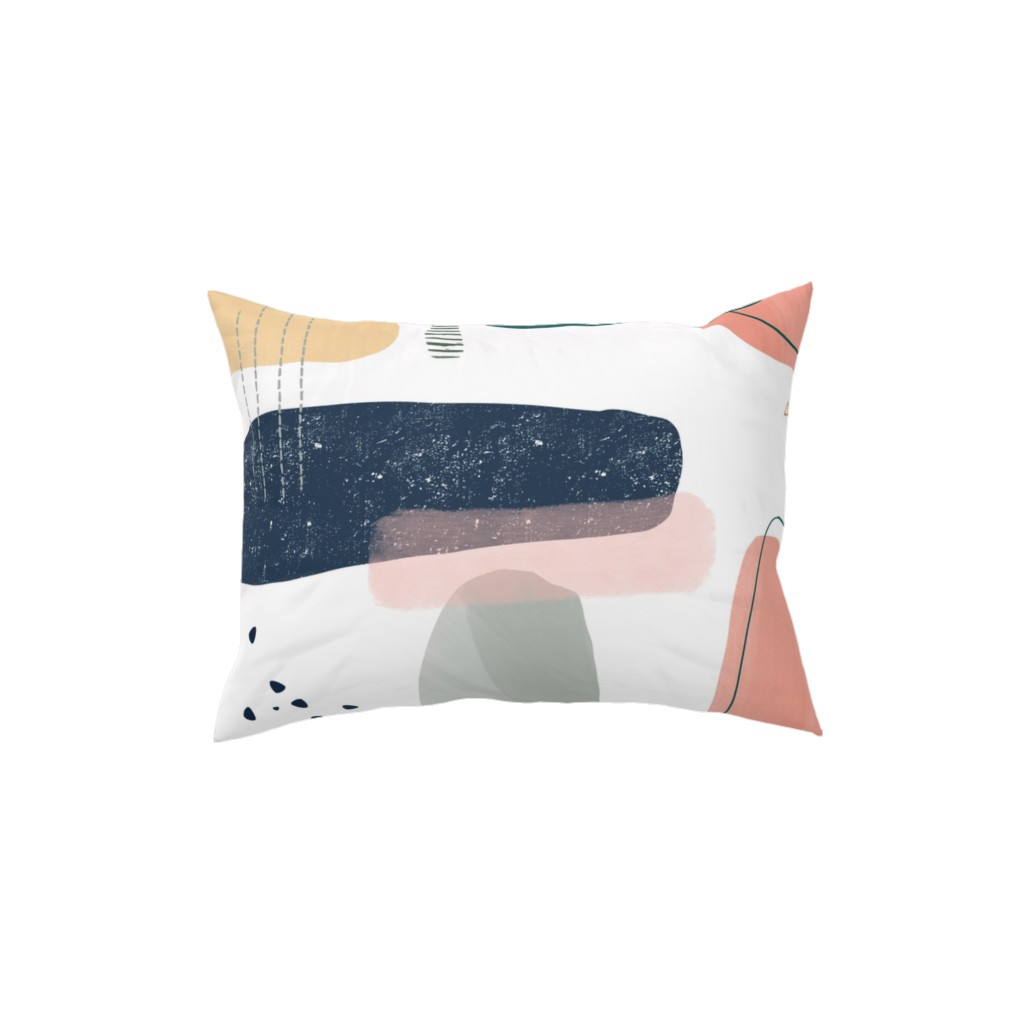 Abstract Minima - Multi on White Pillow, Woven, White, 12x16, Double Sided, Multicolor