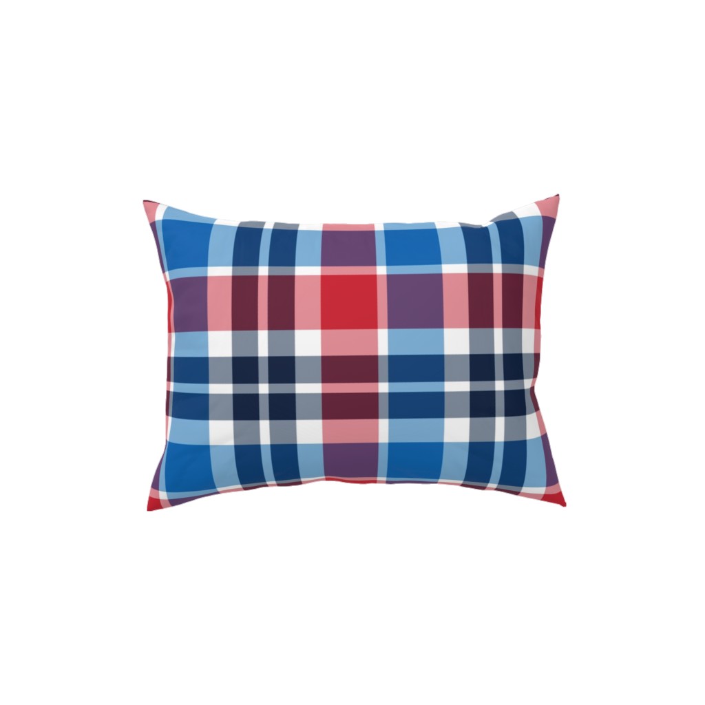 Independence Day Plaid - Multi Pillow, Woven, White, 12x16, Double Sided, Multicolor