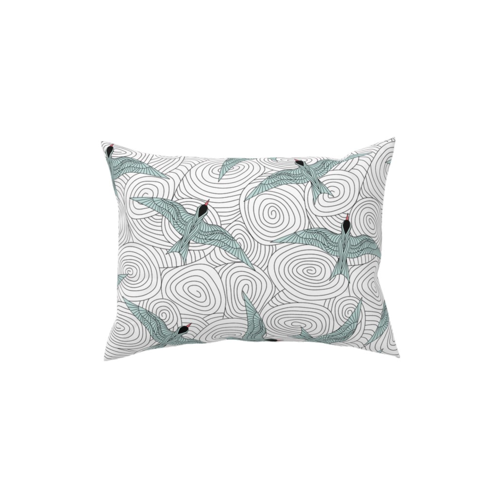 Arctic Flying Terns Pillow, Woven, White, 12x16, Double Sided, Green, Classic Green
