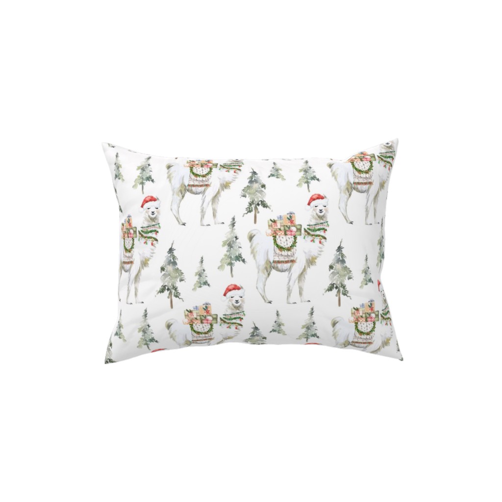 Winter Christmas Llama - Multi Pillow, Woven, White, 12x16, Double Sided, Multicolor