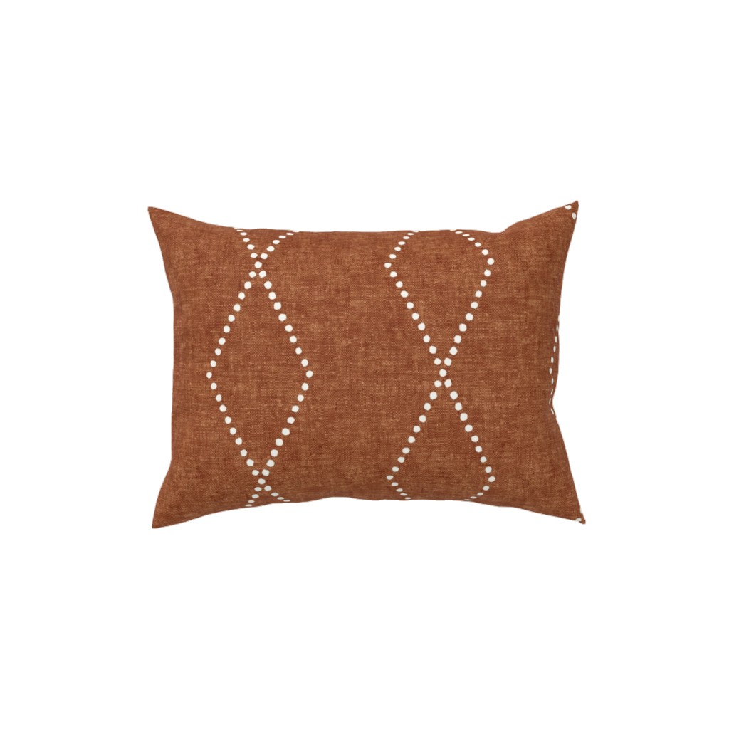 Geometric Diamond - Ginger Pillow, Woven, White, 12x16, Double Sided, Brown, Brown