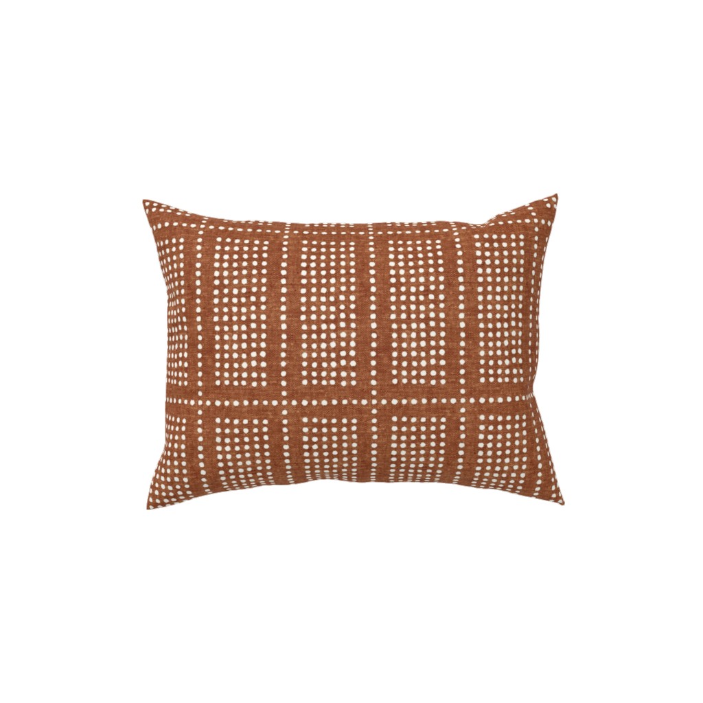 Dotty Boho Geometric - Ginger Pillow, Woven, White, 12x16, Double Sided, Orange, Orange