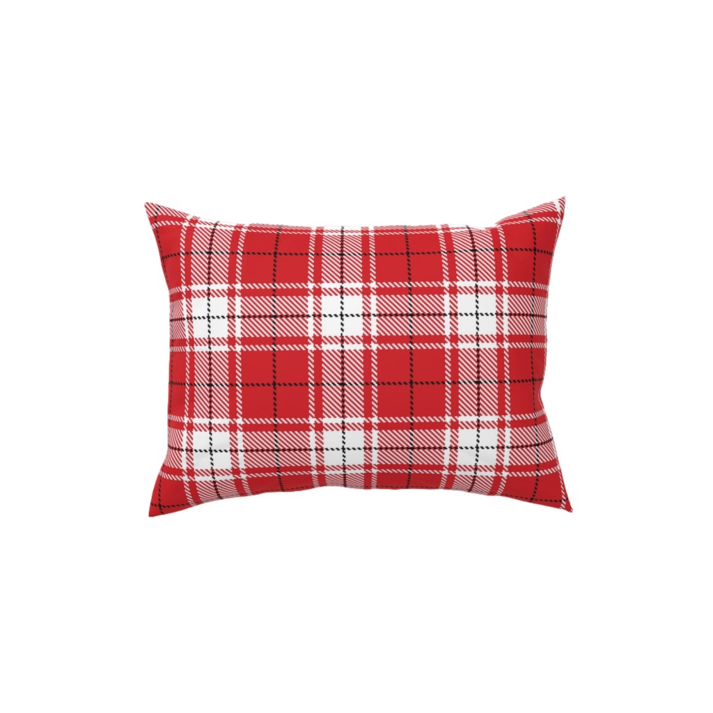 Tartan - White and Red Pillow, Woven, White, 12x16, Double Sided, Red
