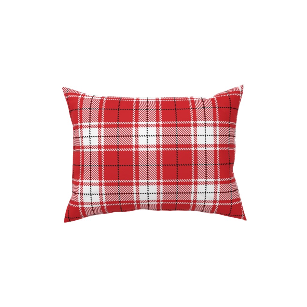 Tartan - White and Red Pillow, Woven, White, 12x16, Double Sided, Red, Red