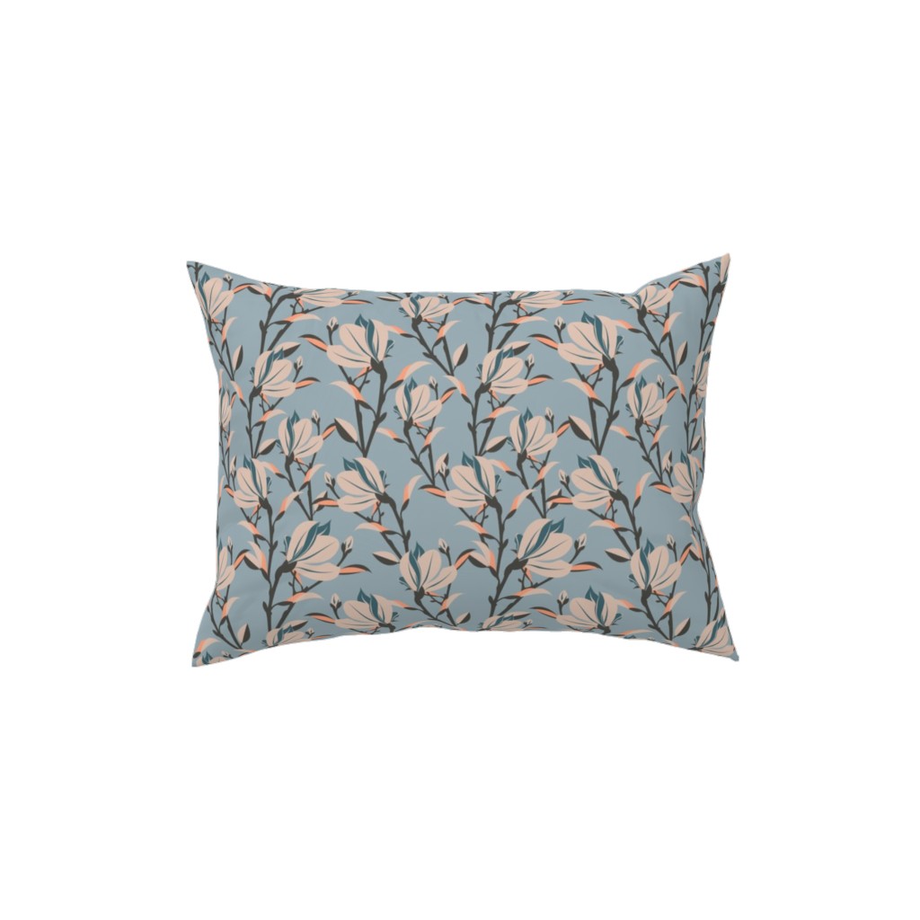 Magnolia -Dusty Blue Pillow, Woven, White, 12x16, Double Sided, Blue