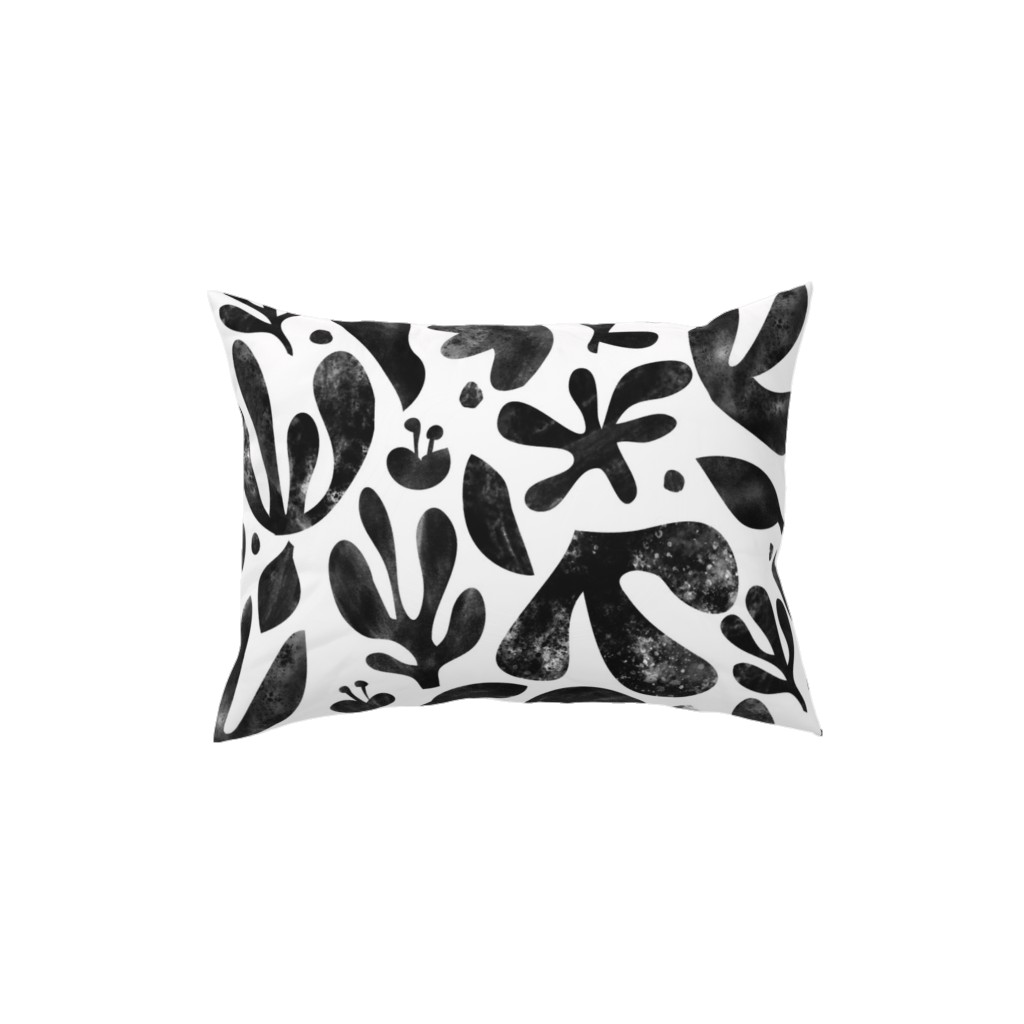 Flower Cutouts - Light Pillow, Woven, White, 12x16, Double Sided, Black, Black