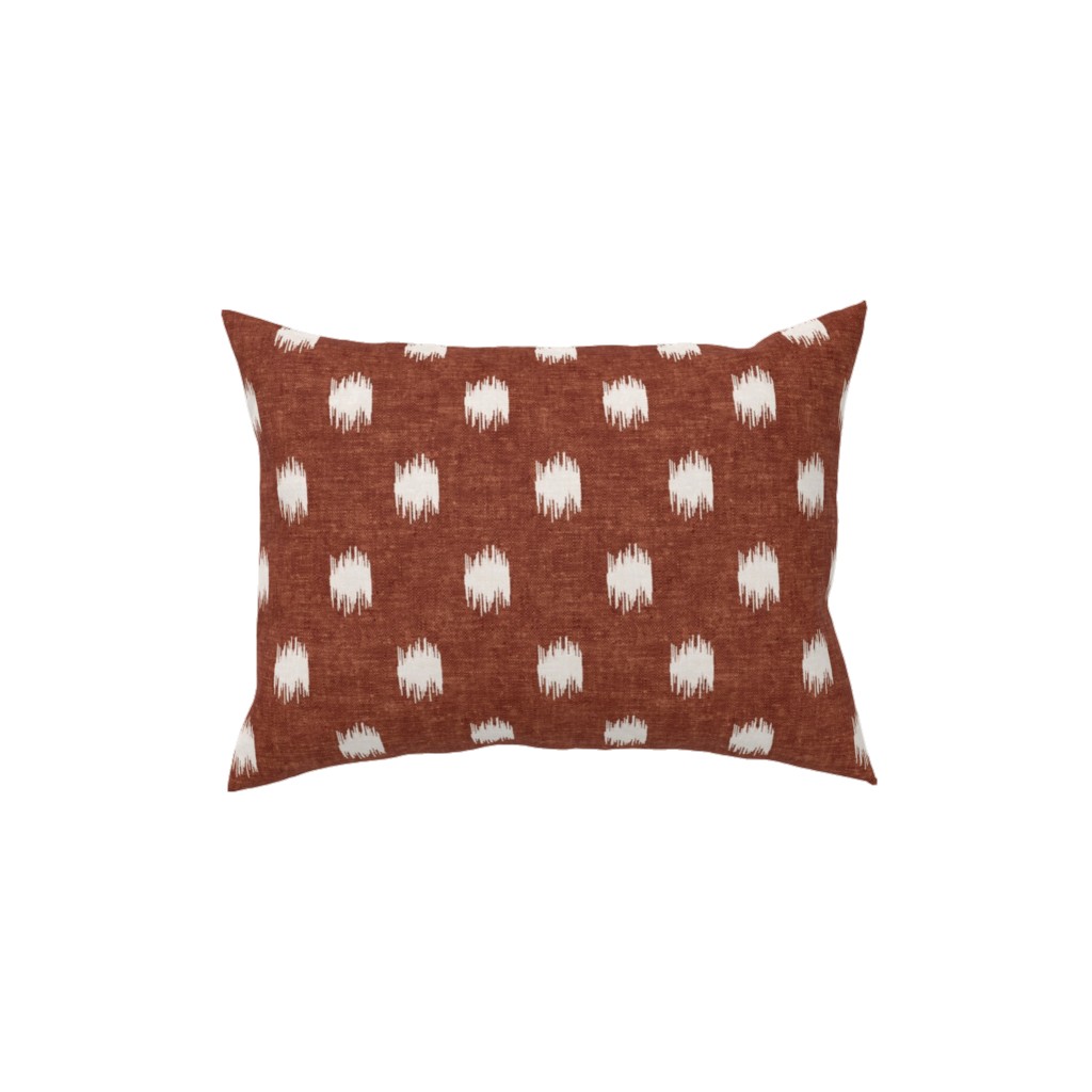 Ikat Polka Dots - Rust Pillow, Woven, White, 12x16, Double Sided, Red
