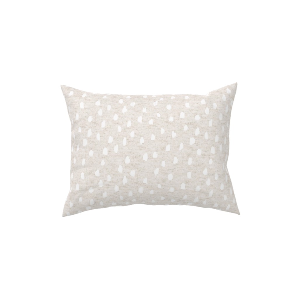 White Speckle Dot on Textured Oatmeal Pillow, Woven, White, 12x16, Double Sided, Beige