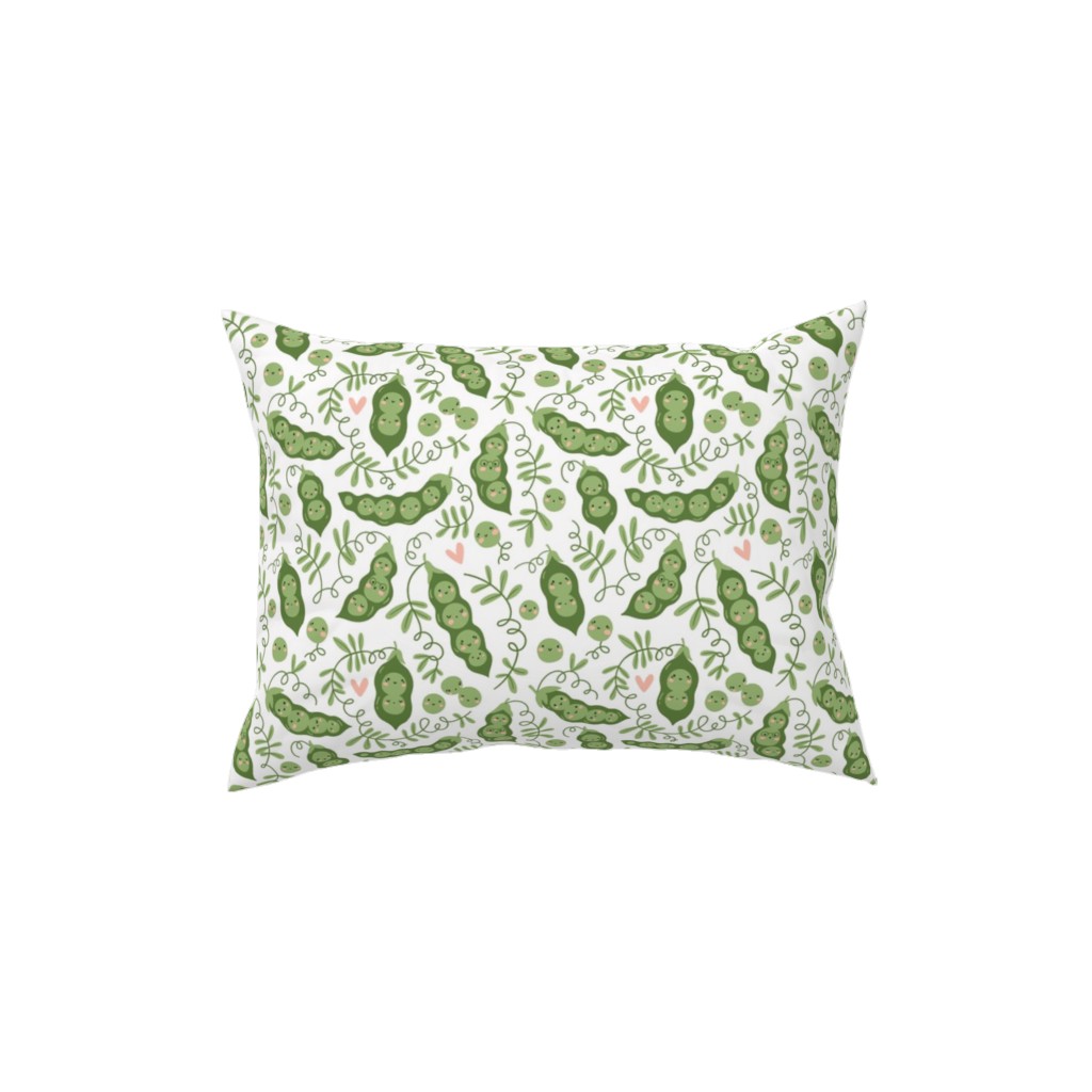 Cute Peas - Green Pillow, Woven, White, 12x16, Double Sided, Green, Classic Green
