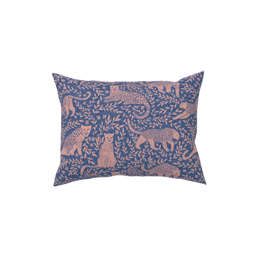 Jungle Cat - Classic Blue Pillow, Woven, White, 12x16, Double Sided, Blue