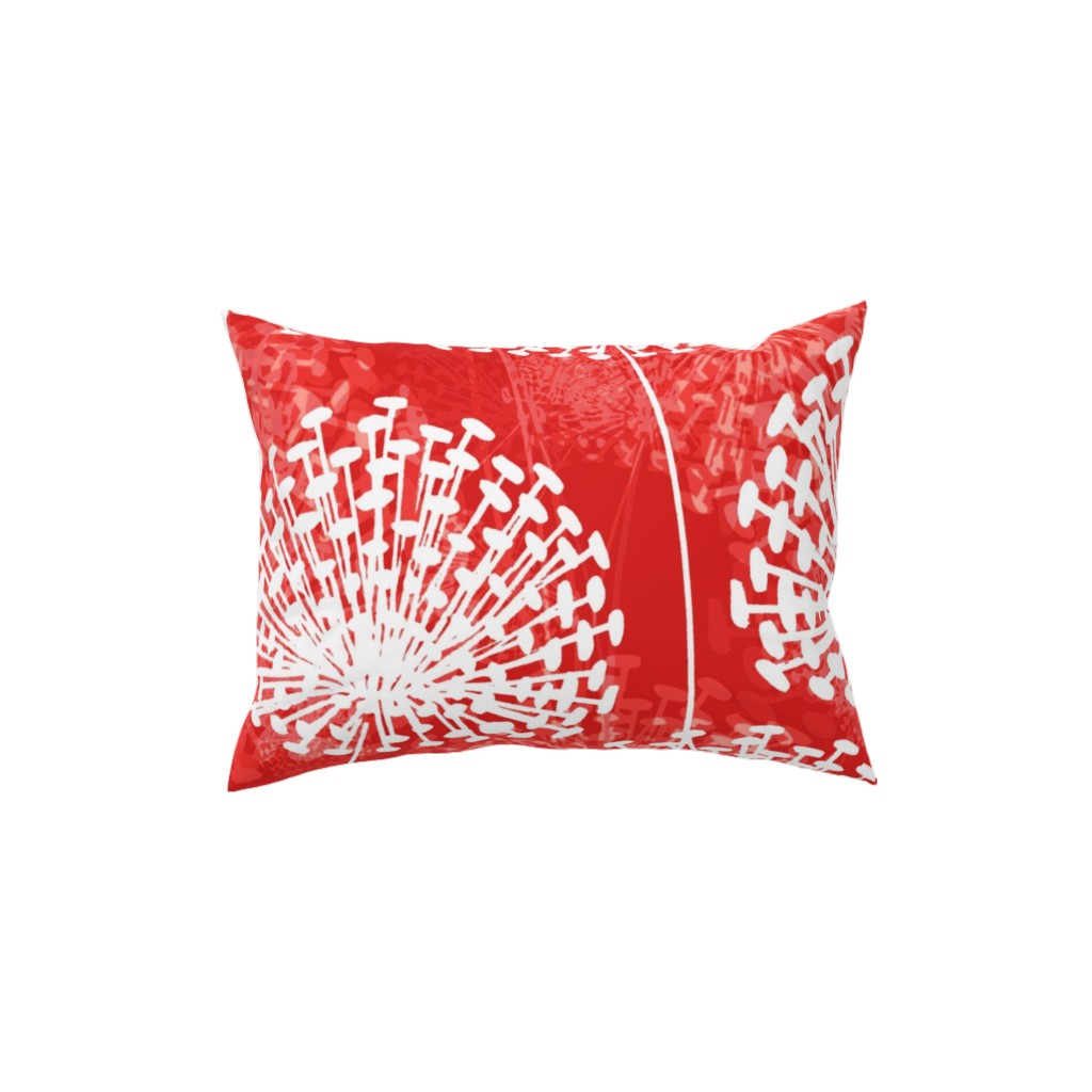 Dandelions - White on Red Pillow, Woven, White, 12x16, Double Sided, Red