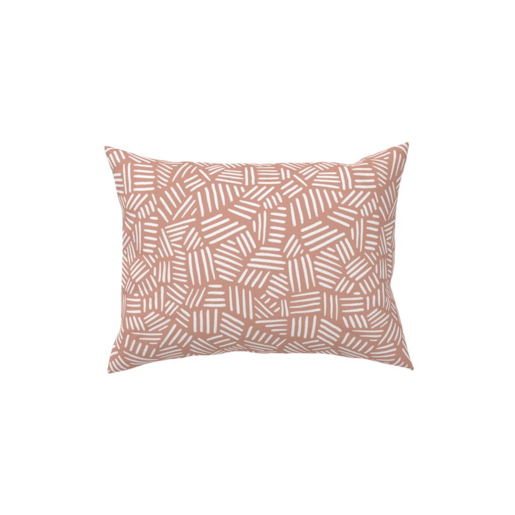 Dashes - Pink Pillow, Woven, White, 12x16, Double Sided, Pink