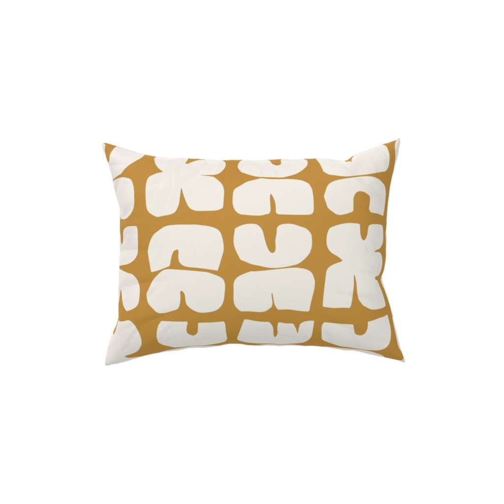 Xpot Block Print - Yellow and Cream Pillow, Woven, White, 12x16, Double Sided, Yellow