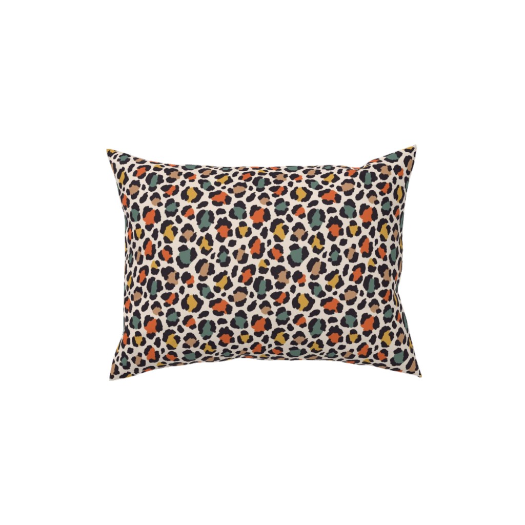 Colored Leopard Print - Mulit Pillow, Woven, White, 12x16, Double Sided, Multicolor