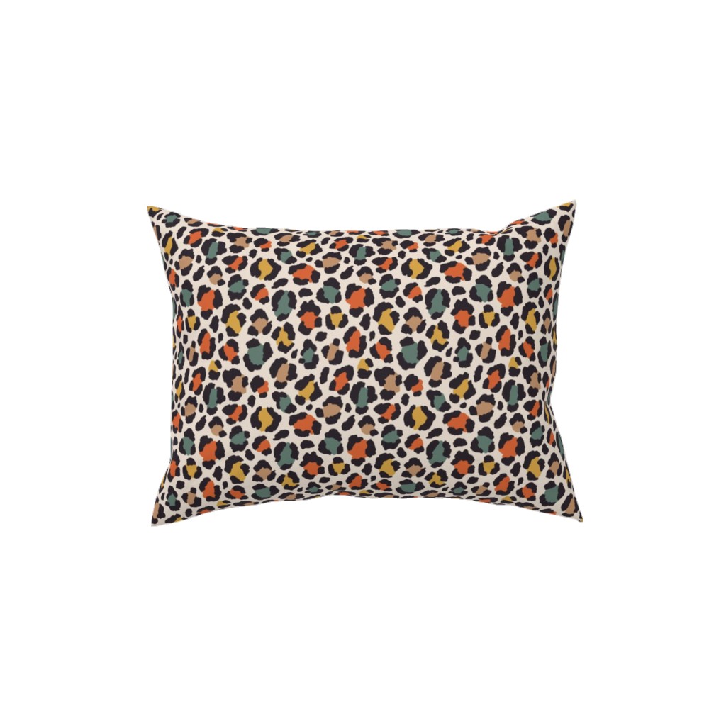 Colored Leopard Print - Mulit Pillow, Woven, White, 12x16, Double Sided, Multicolor