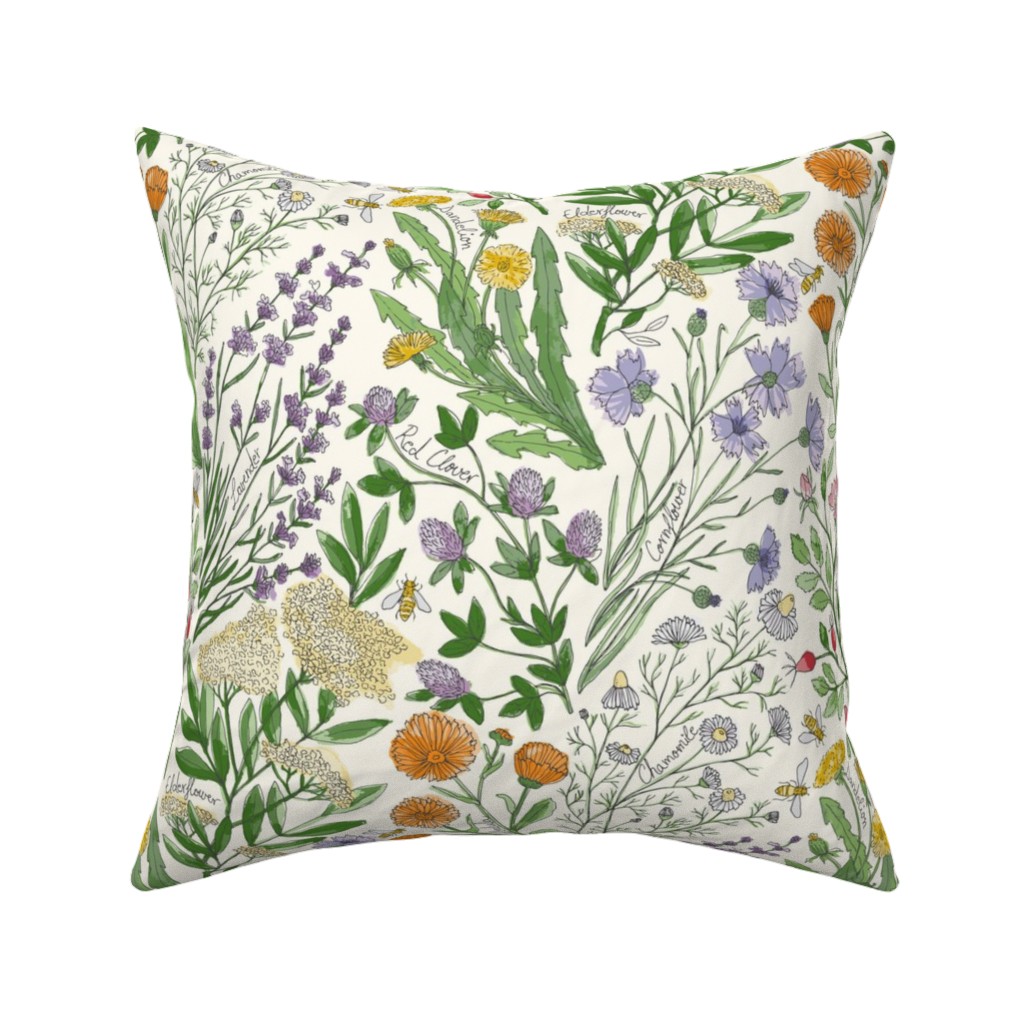 Wildflowers - Multi Pillow, Woven, White, 16x16, Double Sided, Multicolor