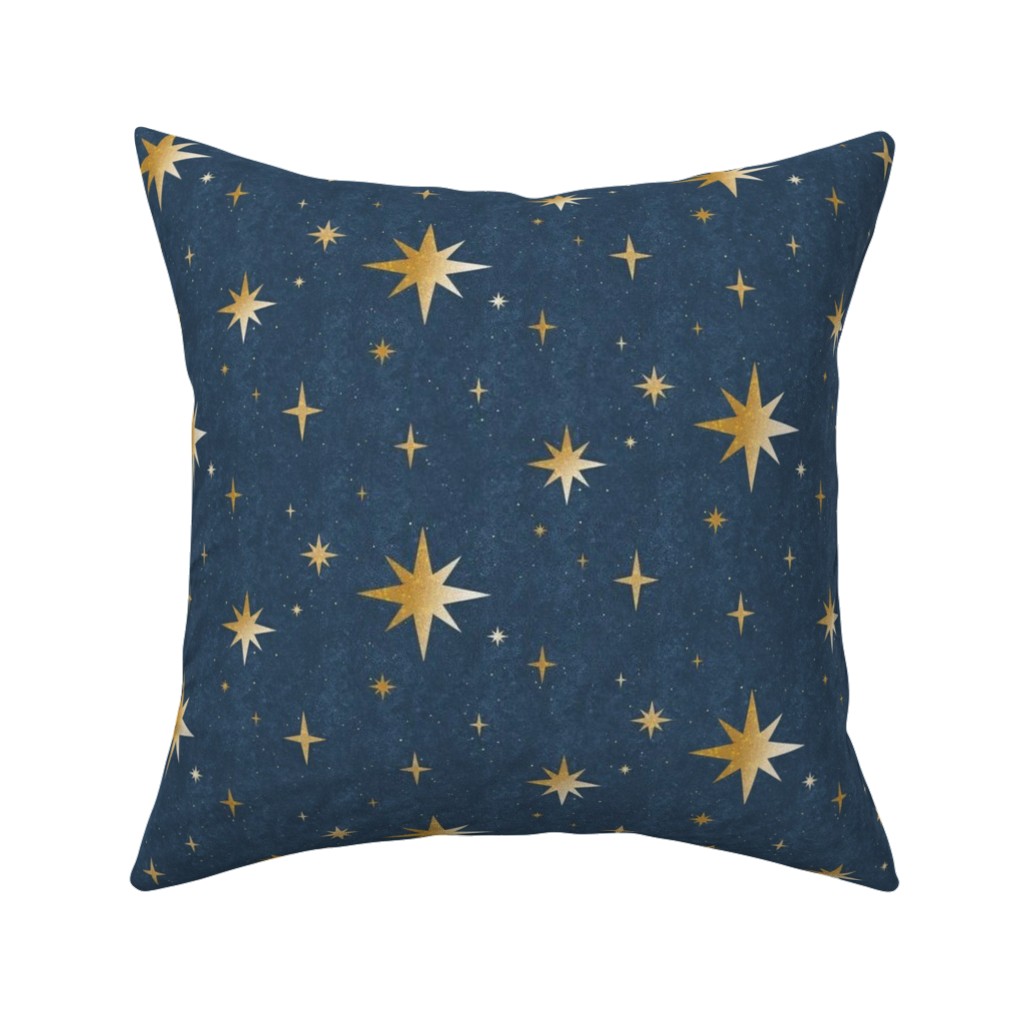 Art Deco Starbursts - Blue Pillow, Woven, White, 16x16, Double Sided, Blue, True Blue